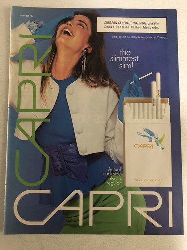 1988 capri cigarettes print - capri, ad